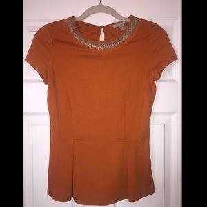 Banana Republic orange cap-sleeve peplum blouse